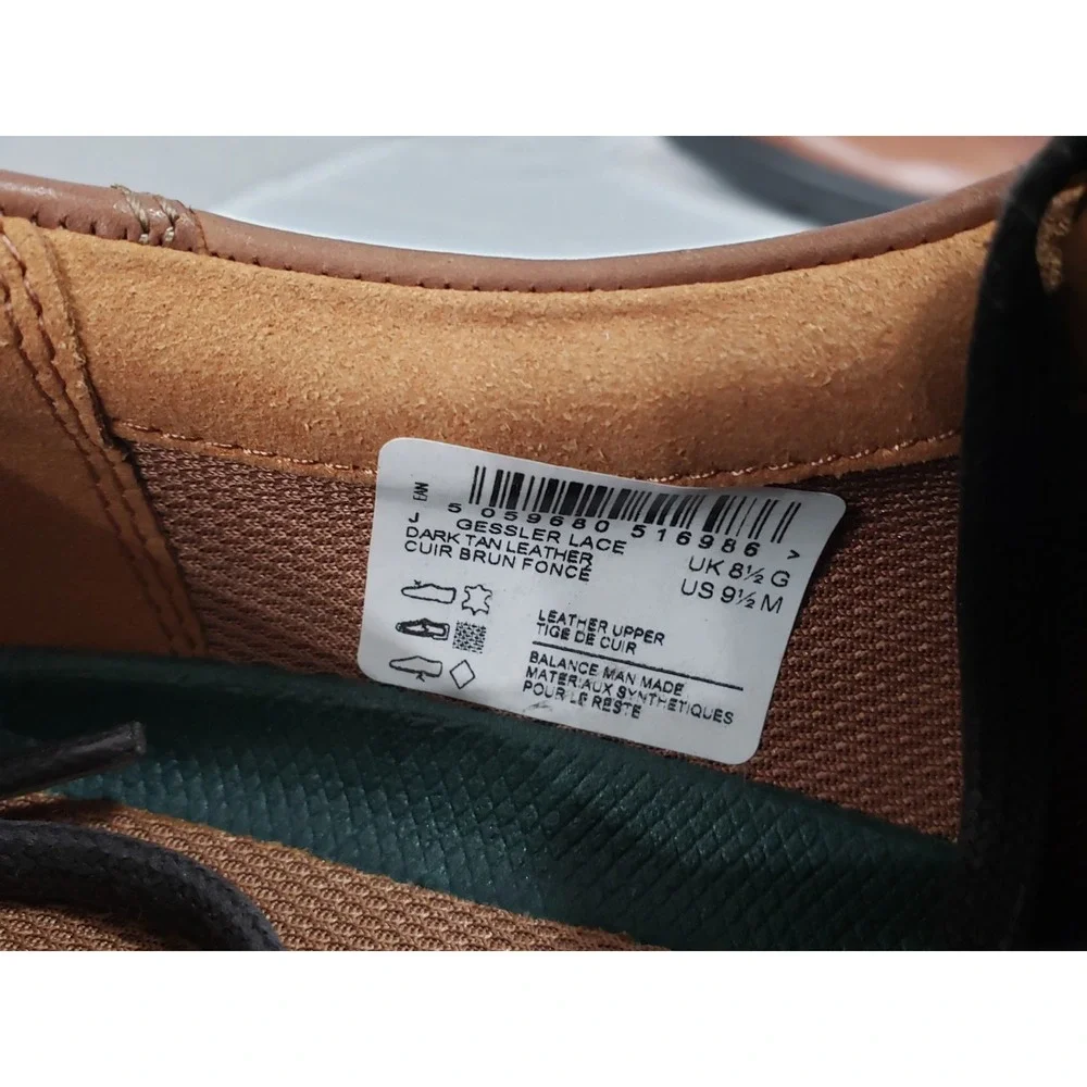 NEW NO BOX Clarks Gessler Dark Tan Lace Up Leather‎ Shoe Men's 9.5M EU 42.5